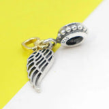Heart Angel Wings Pendant Silver 925 Bead for Bracelet DIY Jewelry