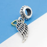 Heart Angel Wings Pendant Silver 925 Bead for Bracelet DIY Jewelry