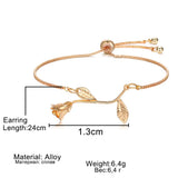 Alloy Rose Leaf Bracelet for Her Birthday