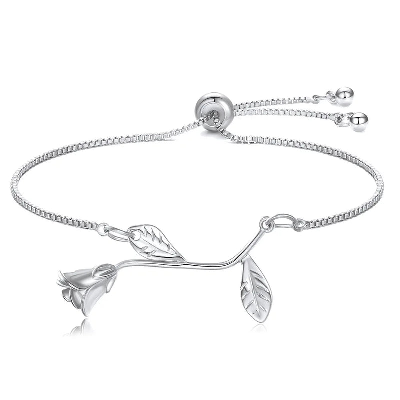 Alloy Rose Leaf Bracelet for Her Birthday