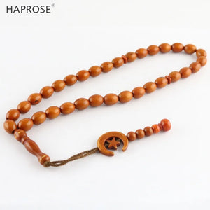 Ethnic Style Oval Bead Bracelet 33 Beads Coffee Color 10*12mm Tasbih Muslim Gift