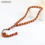 Ethnic Style Oval Bead Bracelet 33 Beads Coffee Color 10*12mm Tasbih Muslim Gift
