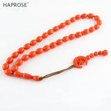 Oval Bracelet Red Bead Ethnic Style Bracelet 33 Beads Tasbih Muslim Allah Beads