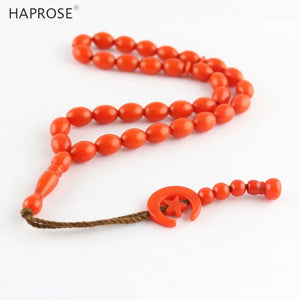 Oval Bracelet Red Bead Ethnic Style Bracelet 33 Beads Tasbih Muslim Allah Beads