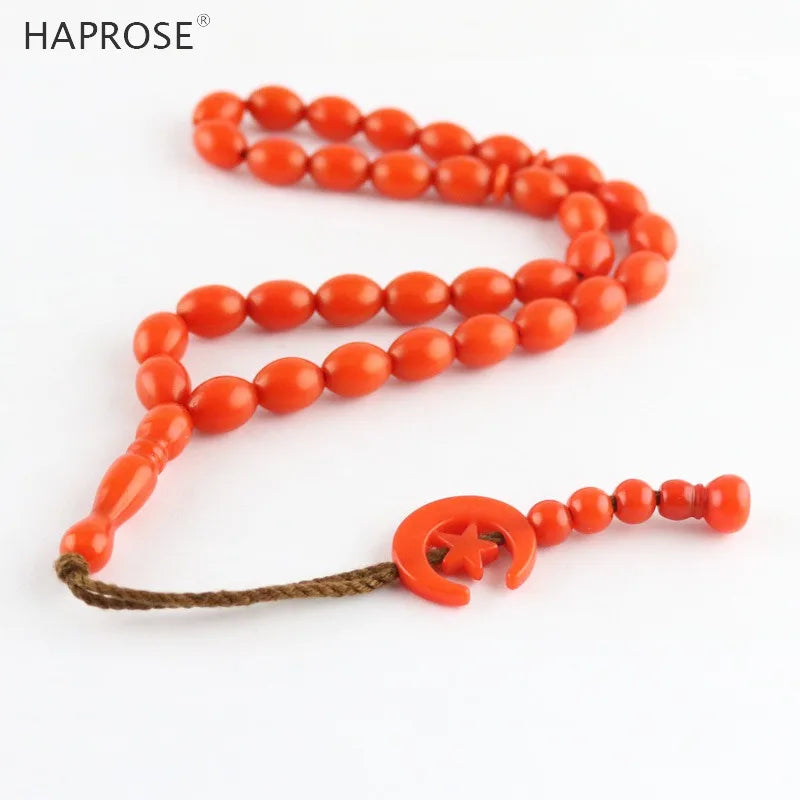 Oval Bracelet Red Bead Ethnic Style Bracelet 33 Beads Tasbih Muslim Allah Beads