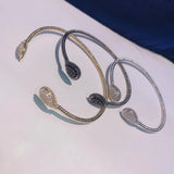 Oval Cuff Bracelet Zirconia Bangle Wedding Jewelry