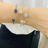 Oval Cuff Bracelet Zirconia Bangle Wedding Jewelry