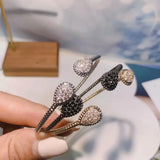 Oval Cuff Bracelet Zirconia Bangle Wedding Jewelry