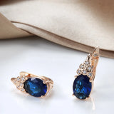 Zircon Oval Earrings 585 Rose Stacked Round Circle Party Jewelry
