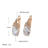 Zircon Oval Earrings 585 Rose Stacked Round Circle Party Jewelry