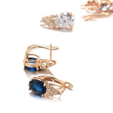Zircon Oval Earrings 585 Rose Stacked Round Circle Party Jewelry