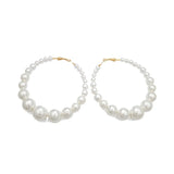 Oversize Pearl Hoop Earrings Women Statement Jewelry