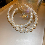 Oversize Pearl Hoop Earrings Women Statement Jewelry