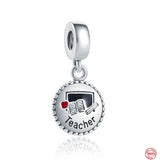 Owl Bead Pendant Teacher Bachelor Hat Charm 925 Silver Bracelet