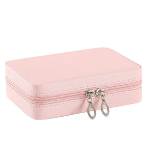 Portable PU Leather Jewelry Box with Mirror and Zipper