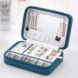 Portable PU Leather Jewelry Box with Mirror and Zipper
