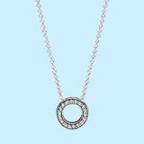 Pav? Circle Necklace 925 Sterling Silver for Ladies Jewelry