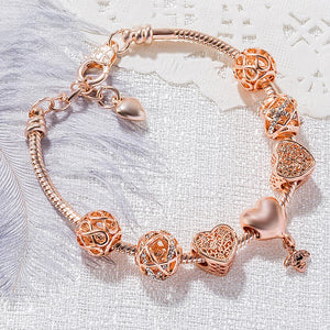Panjia DIY Peach Heart Beaded Pan Bracelet - Unisex Bee Love Panjia Bracelet