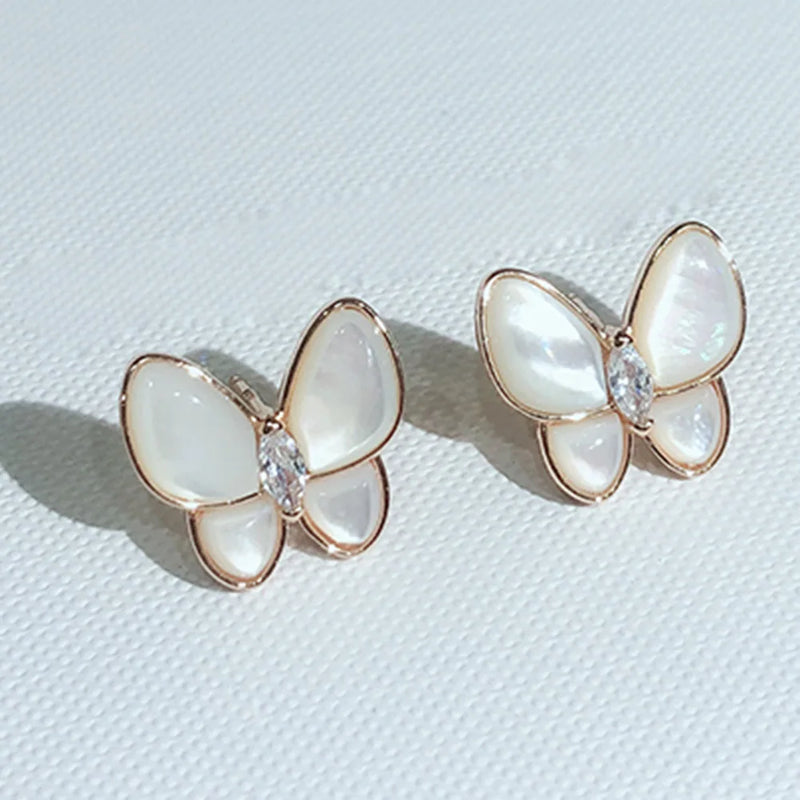 S925 Butterfly Earrings Women Grace 18K Rose Anti Allergy Jewellery