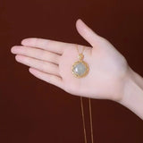 Peace Buckle Ladies' Pendant S925 Sterling Silver Plated Hetian Jade Chain Retro