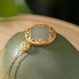Peace Buckle Ladies' Pendant S925 Sterling Silver Plated Hetian Jade Chain Retro