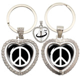 Heart Pendant Keychain - Peace Sign Van Bus Design