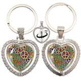 Heart Pendant Keychain - Peace Sign Van Bus Design