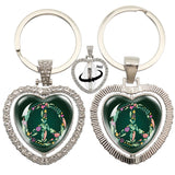 Heart Pendant Keychain - Peace Sign Van Bus Design