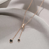 Peach Heart Tassel Necklace Titanium Steel Light Clavicle Chain