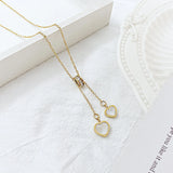 Peach Heart Tassel Necklace Titanium Steel Light Clavicle Chain