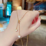 Peach Heart Tassel Necklace Titanium Steel Light Clavicle Chain
