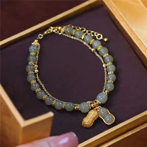 Peanut Double Chain Hetian Jade Bracelet Classic Jewelry