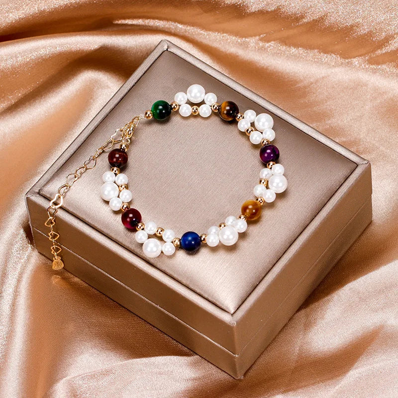 925 Silver Gemstone Pearl Bracelet for Women Wedding Party