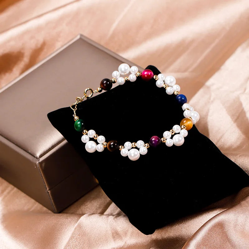 925 Silver Gemstone Pearl Bracelet for Women Wedding Party