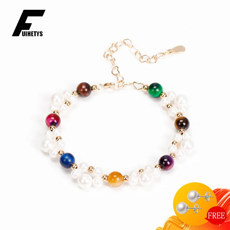 925 Silver Gemstone Pearl Bracelet for Women Wedding Party