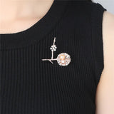 925 Sterling Silver Pearl Flower Brooch Wedding Leaf Collar Brooch