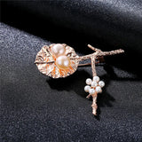 925 Sterling Silver Pearl Flower Brooch Wedding Leaf Collar Brooch