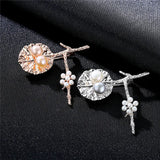 925 Sterling Silver Pearl Flower Brooch Wedding Leaf Collar Brooch