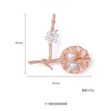 925 Sterling Silver Pearl Flower Brooch Wedding Leaf Collar Brooch