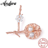 925 Sterling Silver Pearl Flower Brooch Wedding Leaf Collar Brooch