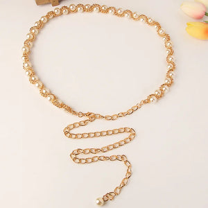 Pearl Chain Women Waist Chain French Decorative Dress Retro Waist Chain