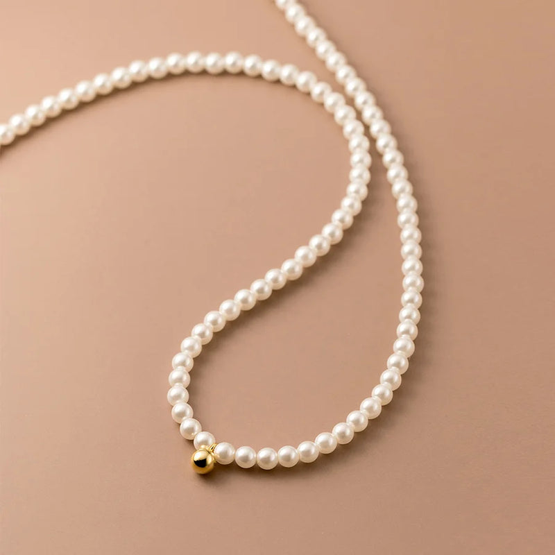 Pearl Choker Necklace Short Chain Ball Pendants Clavicle Chain Necklaces