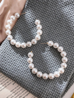 Pearl Hoop Earrings for Women Wedding Party Y2K Jewelry Gift