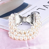 Pearl Bow Large Bracelet for Women High Elastic Jewelry