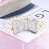 Pearl Bow Large Bracelet for Women High Elastic Jewelry