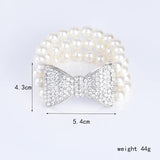 Pearl Bow Large Bracelet for Women High Elastic Jewelry