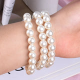 Pearl Bow Large Bracelet for Women High Elastic Jewelry