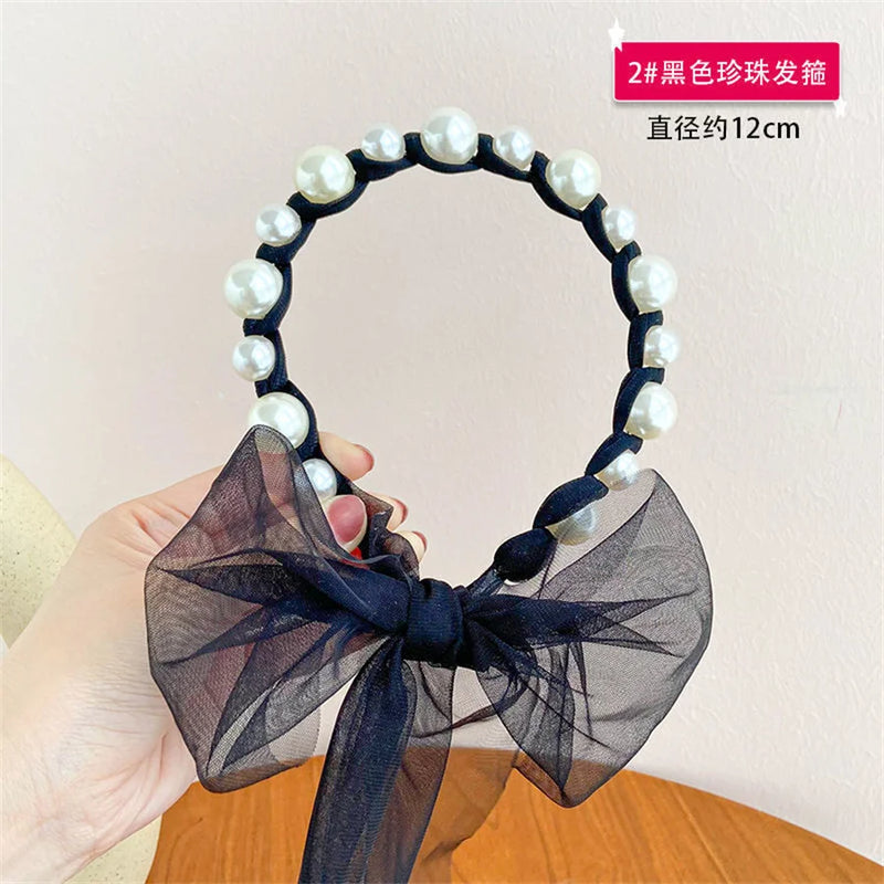 Pearl Headband Kids Hair Accessories Baby Princess Hair Bow Tie