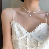 Pearl Love Pendant Necklace Clavicle Chain