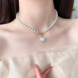 Pearl Love Pendant Necklace Clavicle Chain